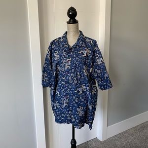 BOGO Blue Tropical Print Button Up